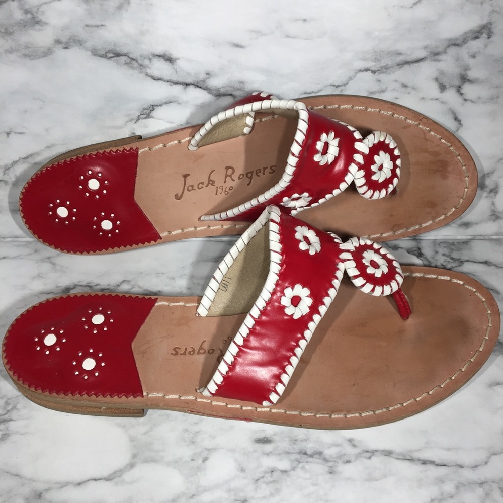 Red and white classic Jack Rogers